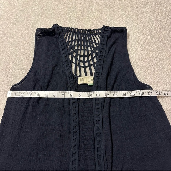 Anthropologie Saturday Sunday Crochet Duster Cardigan Navy Blue Vest - Picture 10 of 15